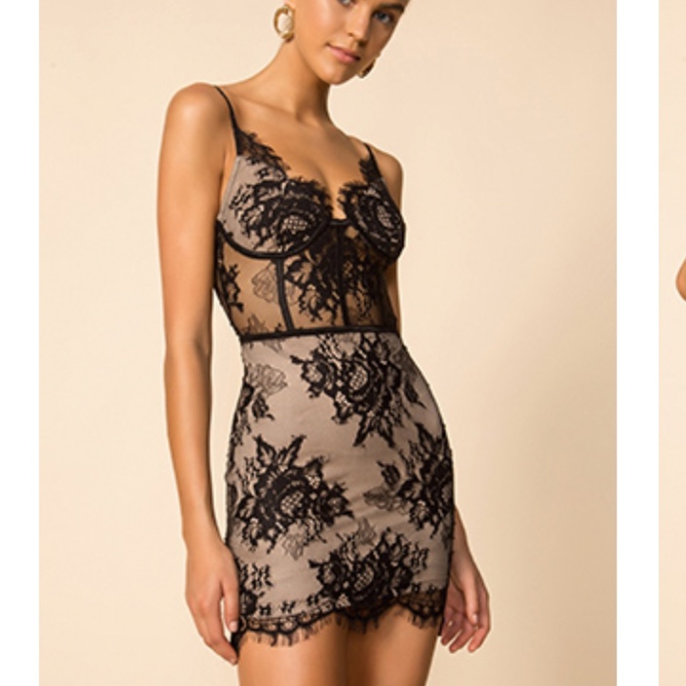 Superdown black lace dress